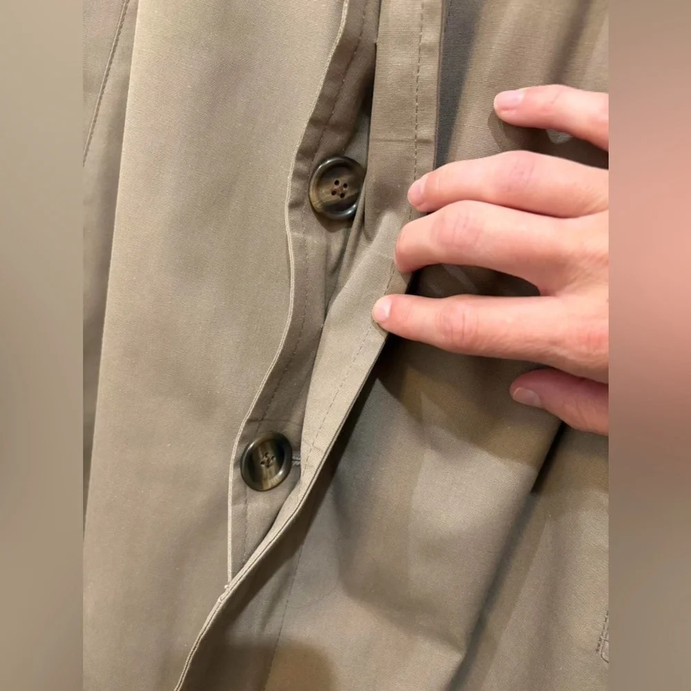 Men's London‎ Fog Trench Coat Khaki Tan Size 44 Large Removable Liner Quilted